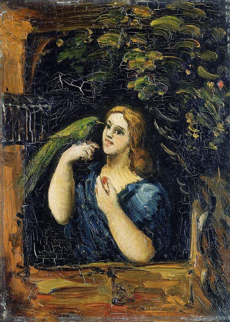 Woman with Parrot — Поль Сезанн