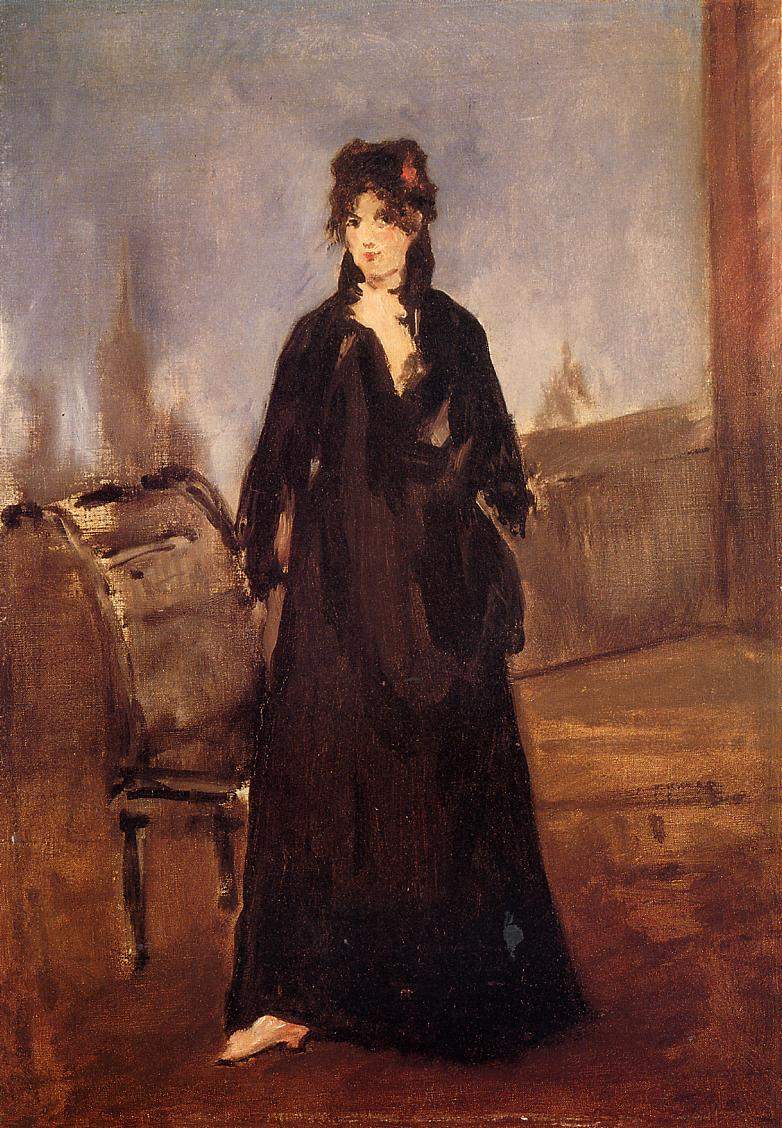 Young woman with a pink shoe (Portrait of Berthe Morisot) — Эдуард Мане